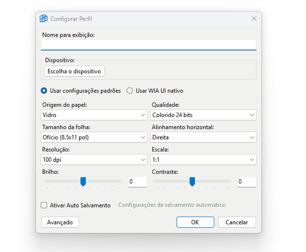 Configuração Perfil